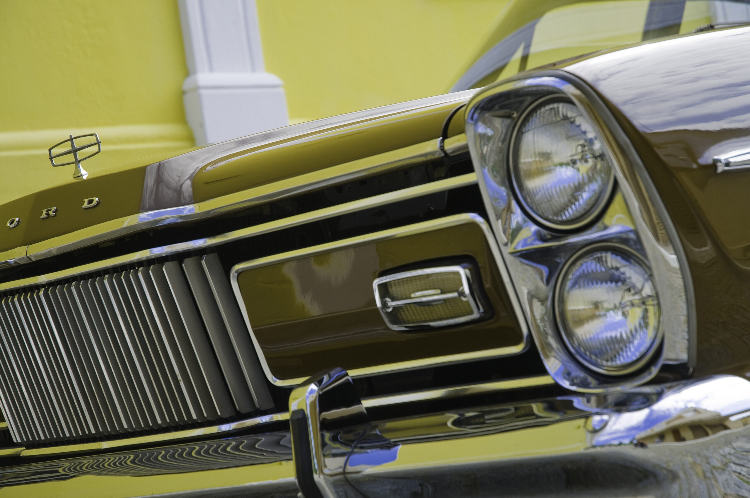 Restored vintage car design details.